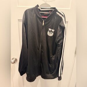 Linea Uomo Bomber Jacket Men’s 3XL Black Zip Track Jacket Graphic